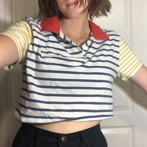 Summer Striped Wild Favor Cropped Collared Shirt